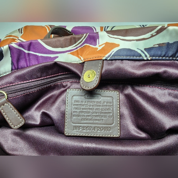 Coach Ashley Satin And Leather Satchel *Cream/Multi* EUC - Picture 9 of 16